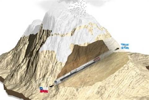 Agua Negra tunnel Chile-Argentina art rendition